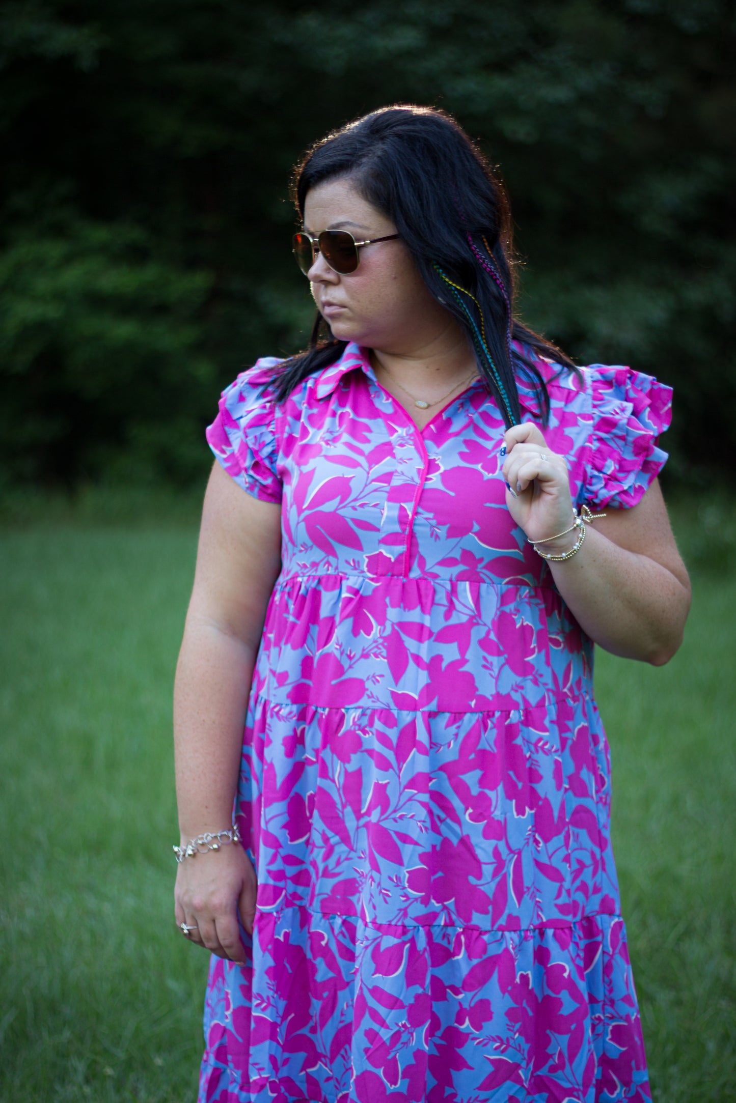 Two Tone Collared Midi Dress