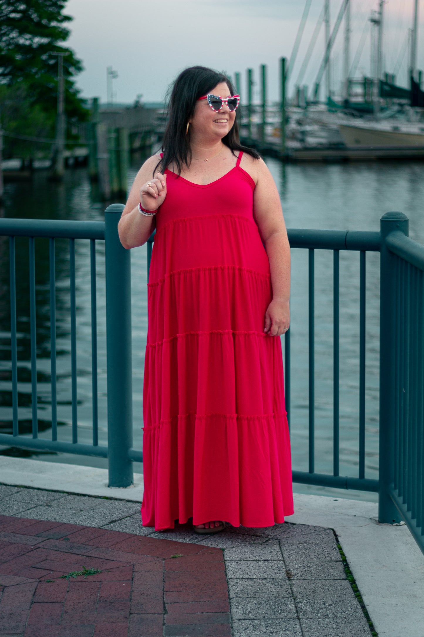 V-Neck Tiered Cami Maxi Dress