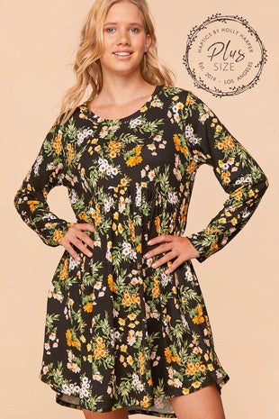 Floral Babydoll Swing Dress With Pockets