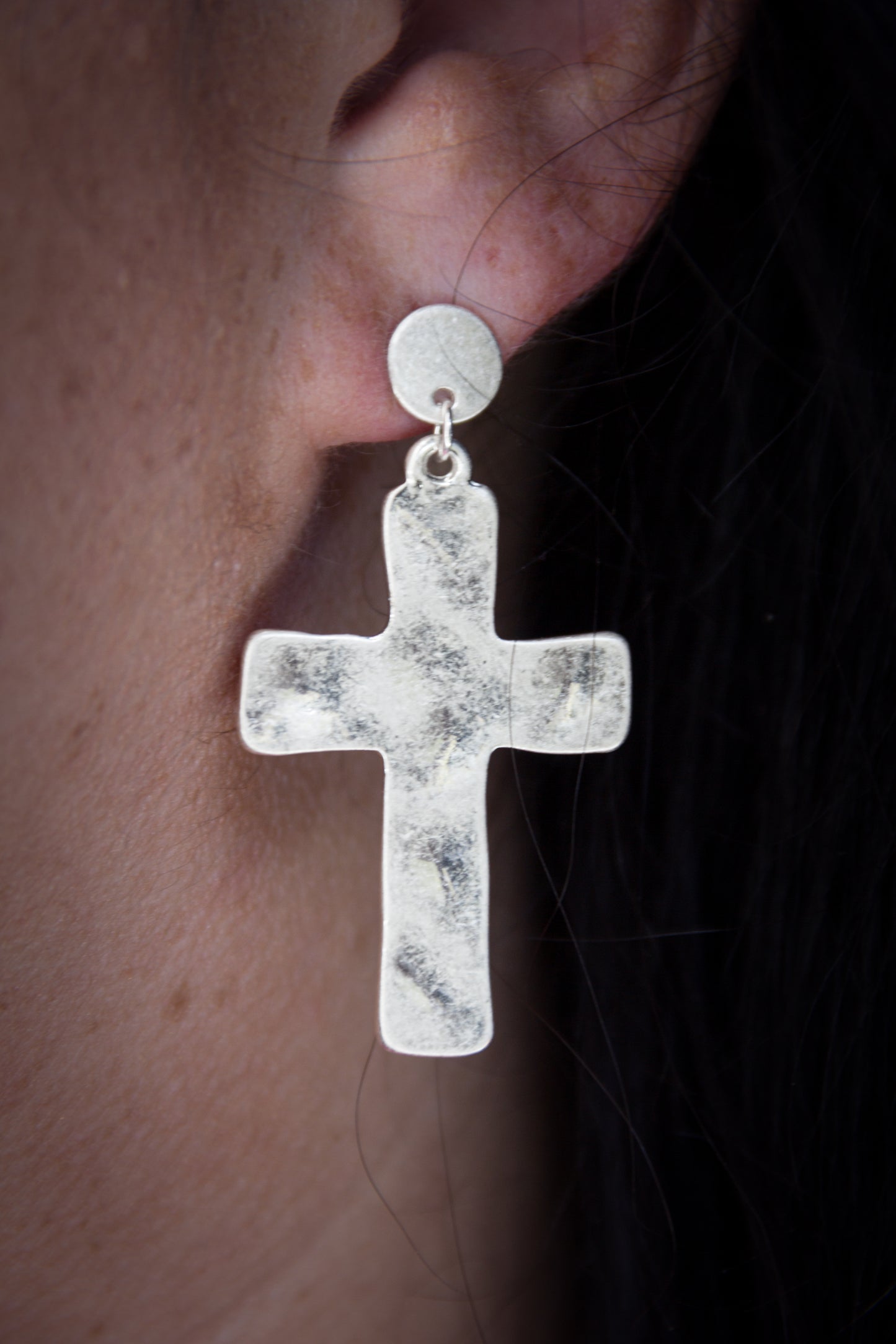 Silver Cross Earrings