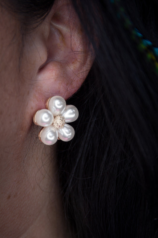 Floral Pearl Stud Earrings