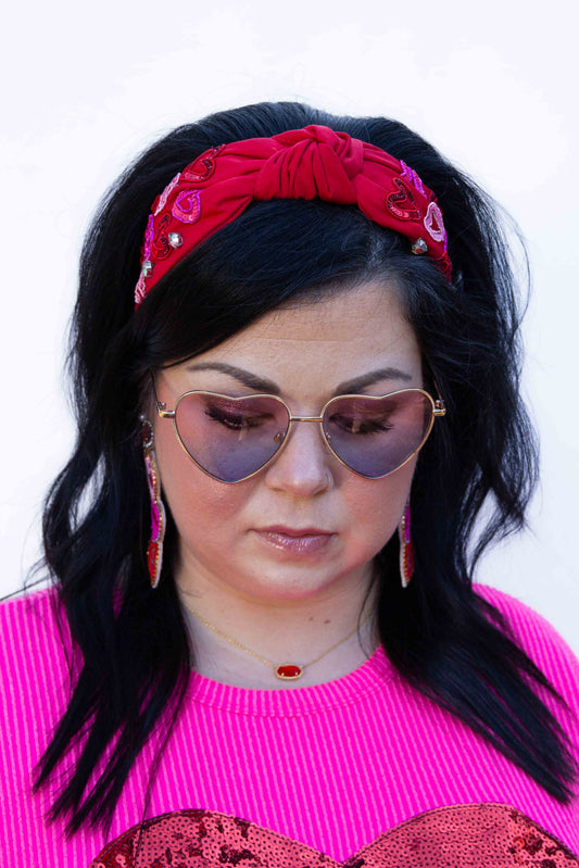 Valentine's Theme Jeweled Heart Headband