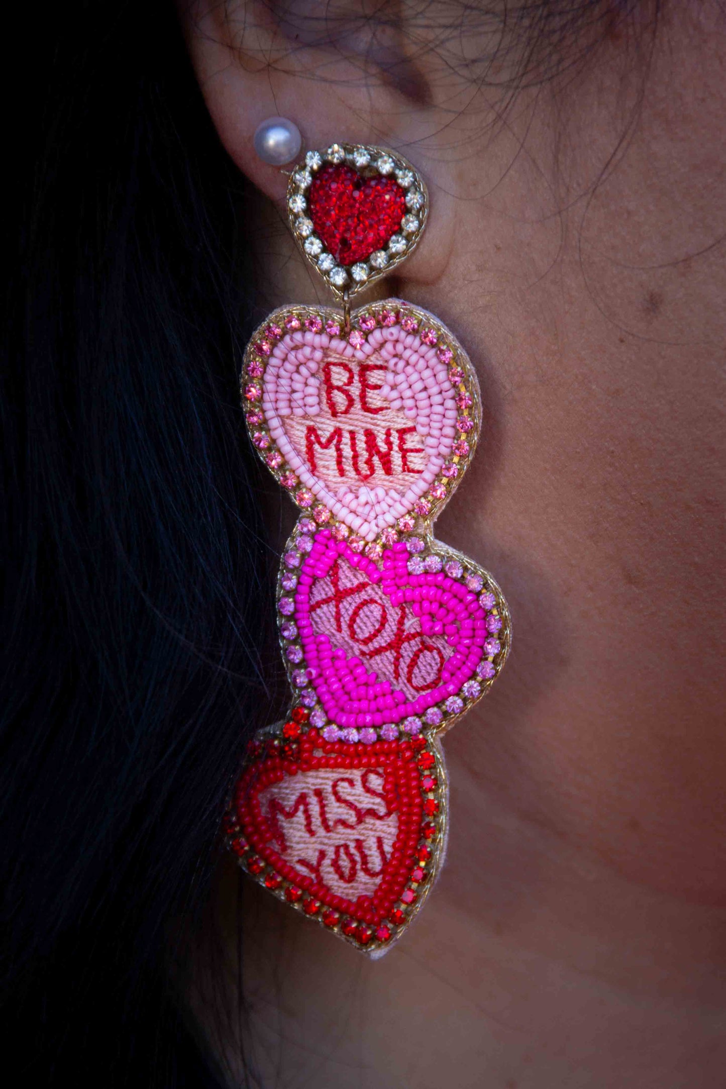 Conversation Hearts Valentine Beaded Earrings